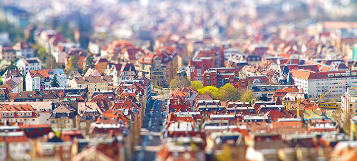 Tilt shift Effekt - Stadt Stuttgart